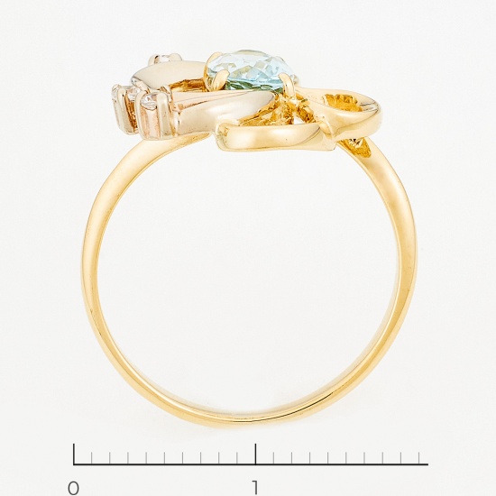 Кольцо из комбинированного золота 585 пробы c фианитами и 1 топазом, Л60018912 за 13230