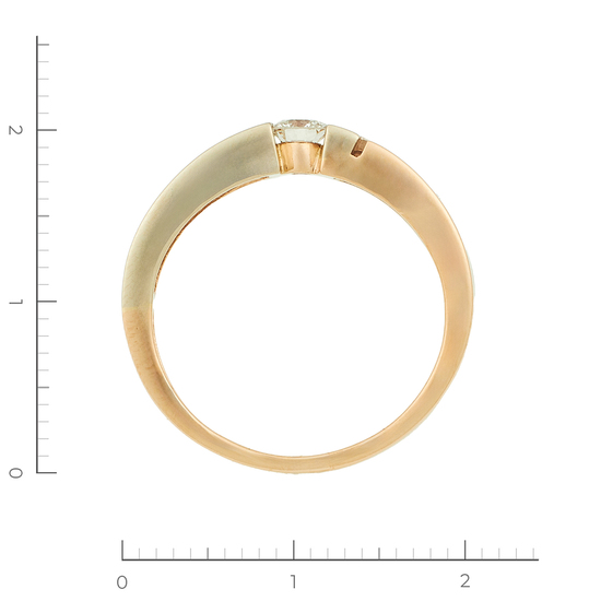 Кольцо из комбинированного золота 585 пробы c 1 бриллиантом, Л12079911 за 26100