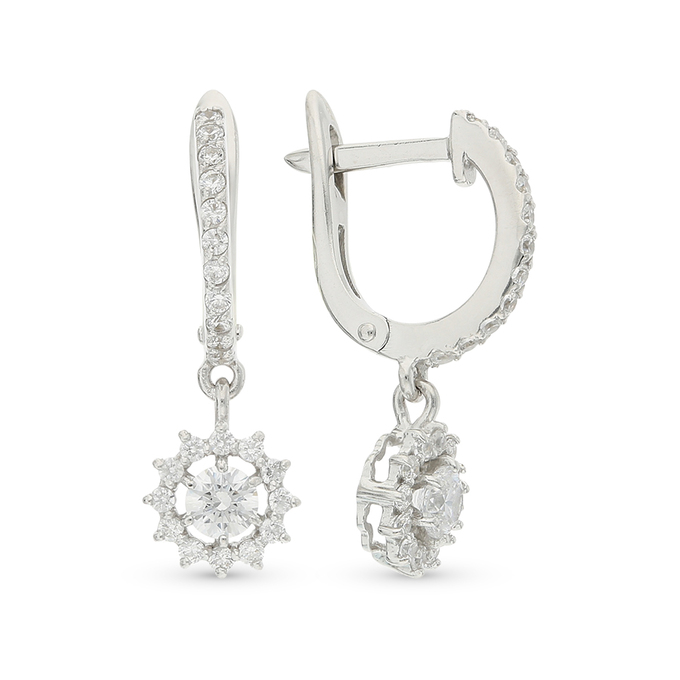 Серьги из золота 585 пробы c фианитами