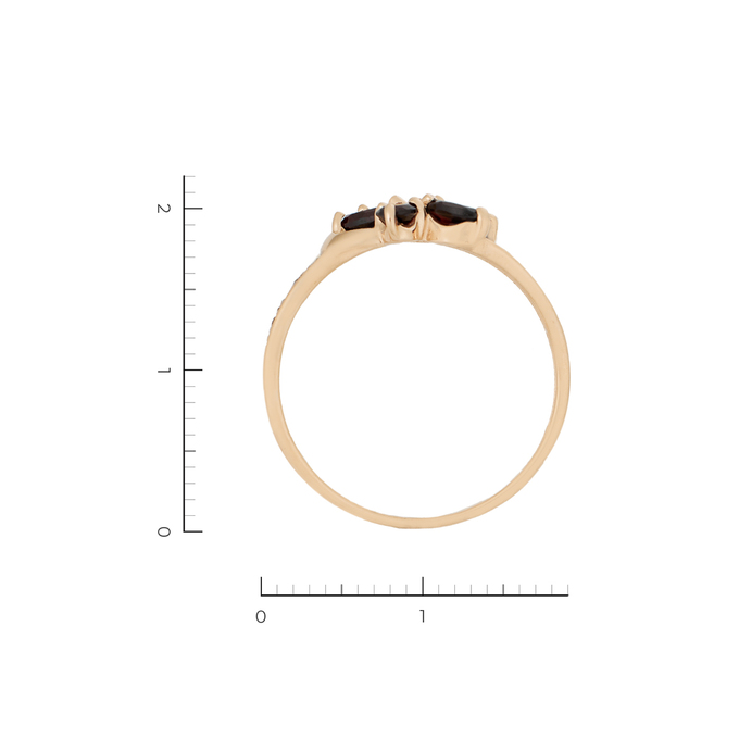 Кольцо из золота 585 пробы c 5 гранатами и 21 камнями синтетическими, Л 3910 4257 за 15120
