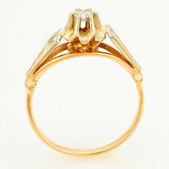 Кольцо из комбинированного золота 585 пробы c 3 бриллиантами, Л06155824 за 13265
