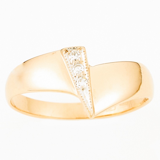 Кольцо из комбинированного золота 585 пробы c 3 бриллиантами и 3 бриллиантами, Л48061888 за 8250
