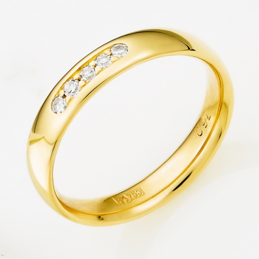 Кольцо из желтого золота 750 пробы c 5 бриллиантами Л33082060 фото 1