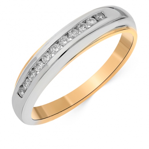 Кольцо из комбинированного золота 750 пробы c 11 бриллиантами 061477 фото 1