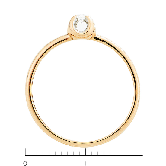 Кольцо из комбинированного золота 585 пробы c 1 бриллиантом, Л45071084 за 7950