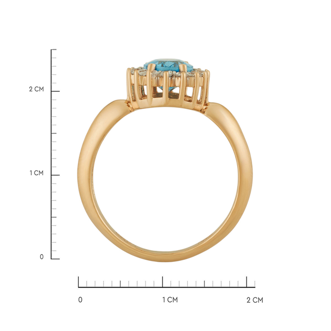 Кольцо из золота 585 пробы c топазом и фианитами, Л 3507 1877 за 35440