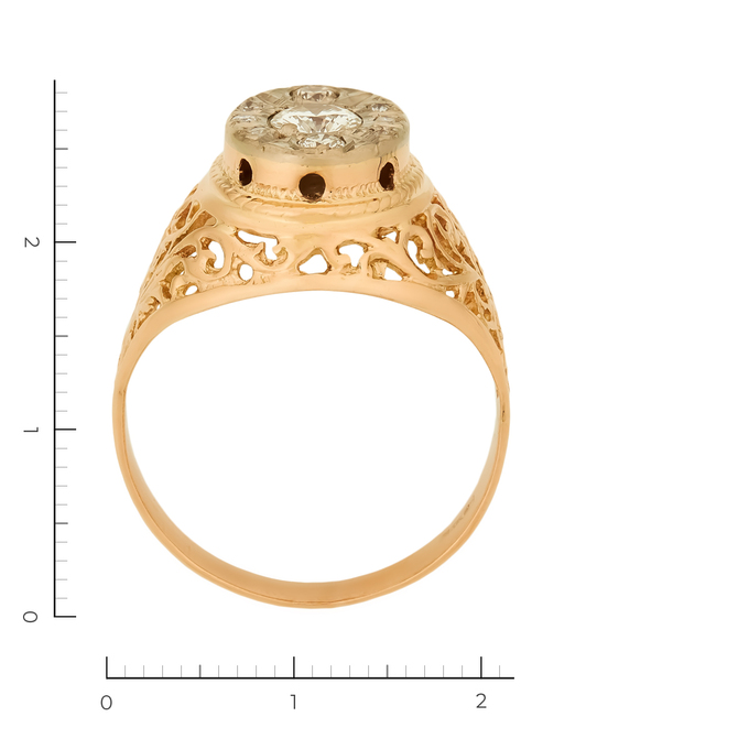 Кольцо из комбинированного золота 585 пробы c 9 бриллиантами, Л 1615 0062 за 111540