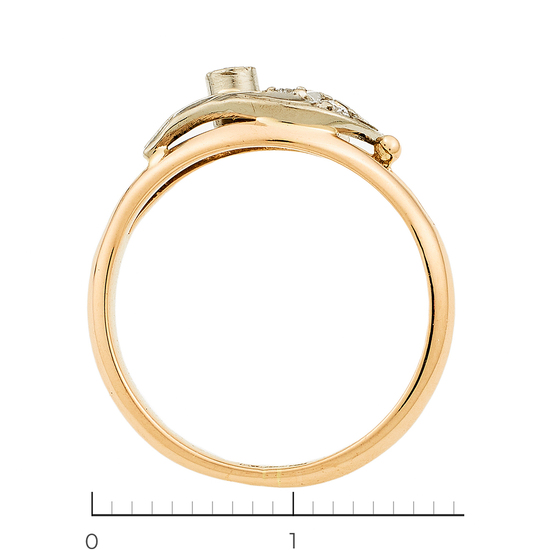 Кольцо из комбинированного золота 585 пробы c 3 бриллиантами, Л18111078 за 17940