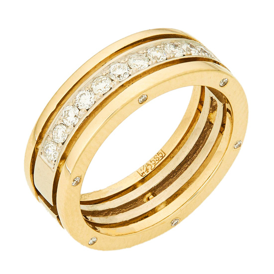 Кольцо из комбинированного золота 585 пробы c 23 бриллиантами, Л33062329 за 51300