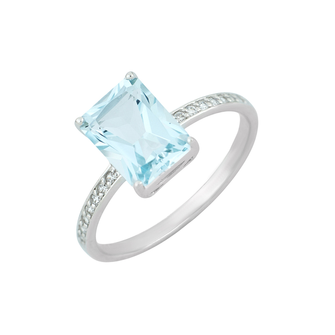 Кольцо из золота 585 пробы c топазом и фианитами