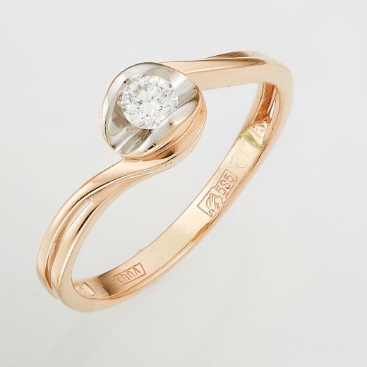 Кольцо из комбинированного золота 585 пробы c 1 бриллиантом Л33072598 фото 1