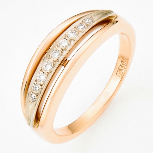 Кольцо из комбинированного золота 585 пробы c 9 бриллиантами Л52055211 фото 1
