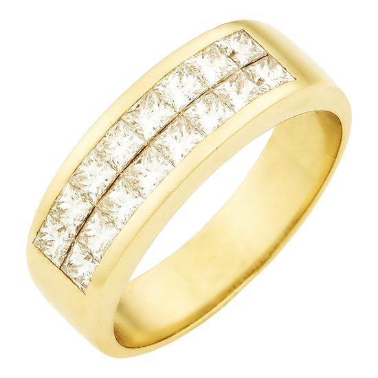 Кольцо из желтого золота 750 пробы c 16 бриллиантами