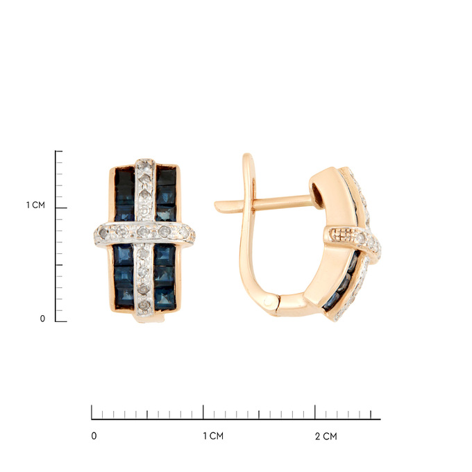 Серьги из золота 585 пробы с сапфирами и бриллиантами, Л 7303 2915 за 80000