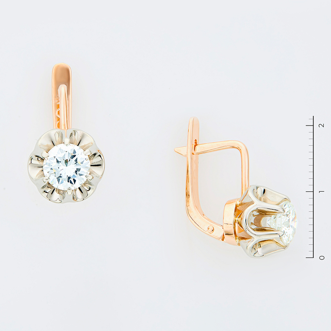 Серьги золото, 583, 2 к.,5,98 гр. (чистый вес 5,98 гр.); Бриллиант Кр57 6/7 вес 0,79 ct, Бриллиант Кр57 7/7 вес 0,75 ct