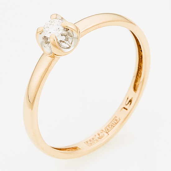 Кольцо из комбинированного золота 585 пробы c 1 бриллиантом, Л60017703 за 10 430 ₽
