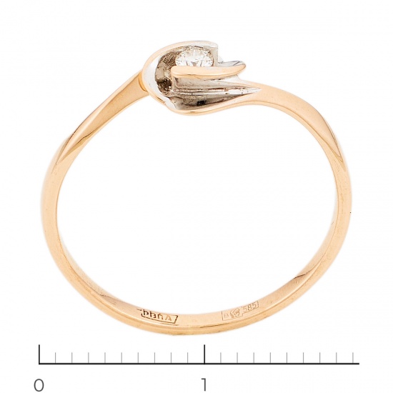 Кольцо из комбинированного золота 585 пробы c 1 бриллиантом, Л12067777 за 7740