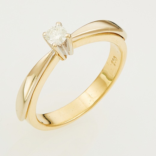 Кольцо из комбинированного золота 750 пробы c 1 бриллиантом Л04070010 фото 1