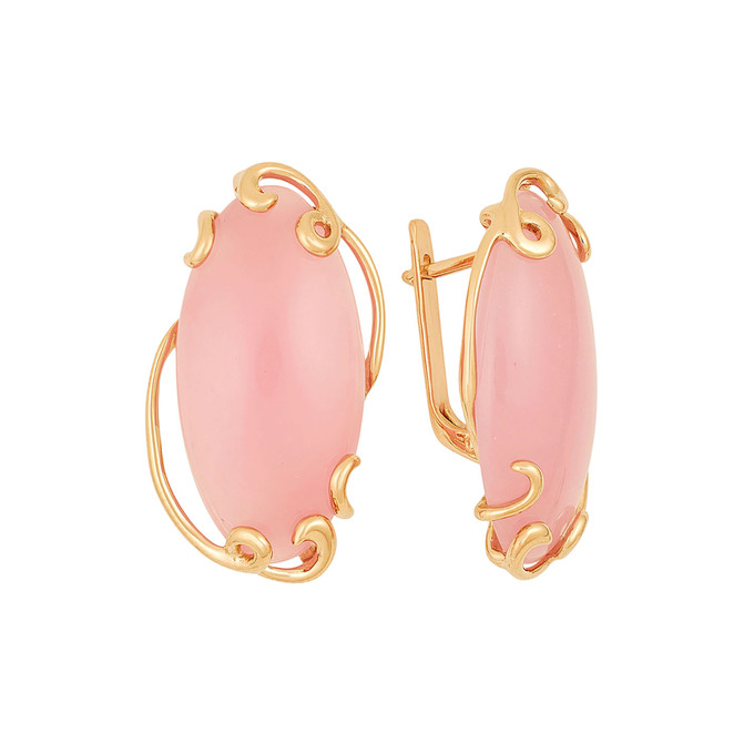 Серьги из золота 585 пробы c розовыми кварцами, Л 0407 2901 за 108800