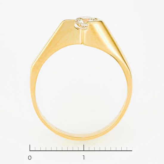 Кольцо из желтого золота 750 пробы c 1 бриллиантом, Л43052045 за 77000