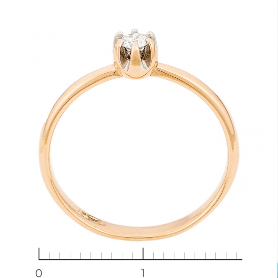 Кольцо из комбинированного золота 585 пробы c 1 бриллиантом, Л16147347 за 10250