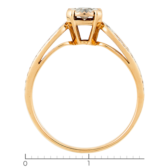 Кольцо из комбинированного золота 585 пробы c 51 бриллиантами, Л36022911 за 17750