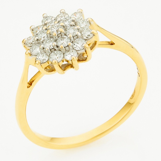 Кольцо из комбинированного золота 750 пробы c 19 бриллиантами, Л57026635 за 67900