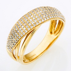 Кольцо из желтого золота 585 пробы c 154 упр. огр. бриллиантами, 139563 за 44 030 ₽