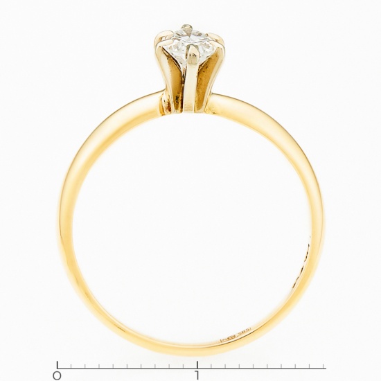 Кольцо из комбинированного золота 585 пробы c 1 бриллиантом, Л33083401 за 67300