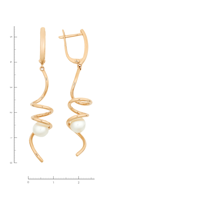 Серьги из золота 585 пробы c 2 культ. жемчугами, Л 6101 8161 за 47360