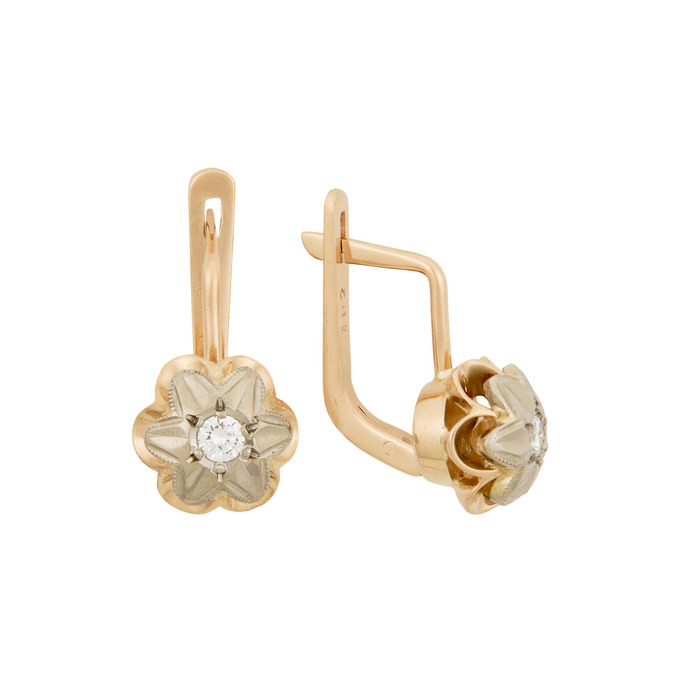 Серьги из золота 585 пробы c бриллиантами, Л 6100 8813 за 90200