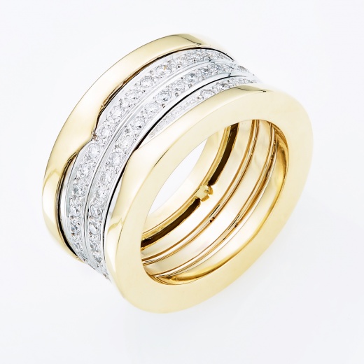 Кольцо из комбинированного золота 750 пробы c 80 бриллиантами Л54040575 фото 1