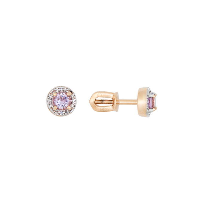 Серьги из золота 585 пробы c аметистами и бриллиантами, К 0000 2458 за 27000