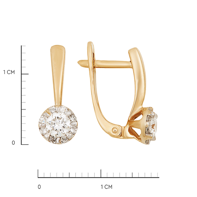 Серьги из золота 585 пробы c бриллиантами, Л 2415 2861 за 74900