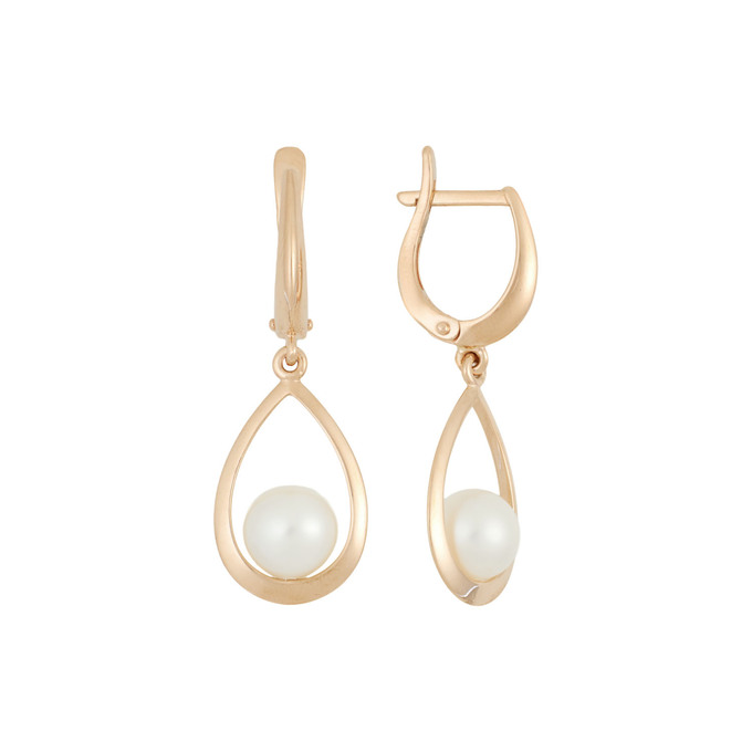 Серьги из золота 585 пробы с культивированным жемчугом, Л 3507 3414 за 46200