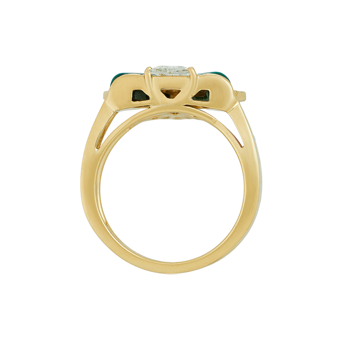 Кольцо из золота 750 пробы c бриллиантами и малахитами, Л 0616 4812 за 132000