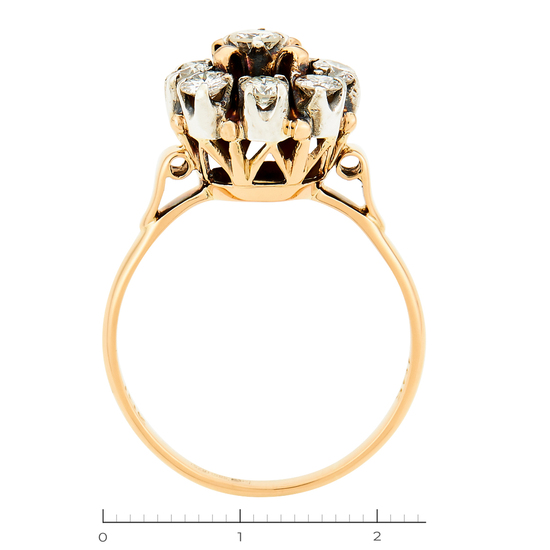 Кольцо из комбинированного золота 585 пробы c 9 бриллиантами, Л28086314 за 80000