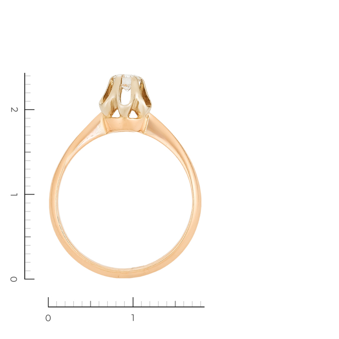 Кольцо из комбинированного золота 585 пробы c 1 бриллиантом, Л 1208 0127 за 48500