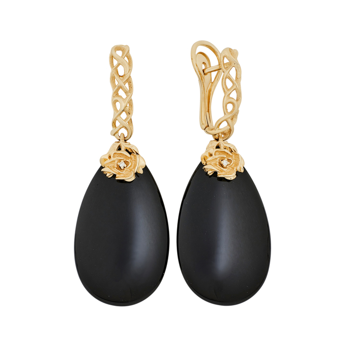 Серьги из золота 585 пробы с бриллиантами и ониксами, Ц О007 3450 за 120000