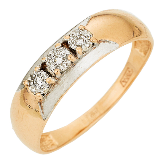 Кольцо из комбинированного золота 585 пробы c 24 бриллиантами, Л16149469 за 13230