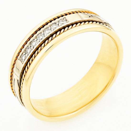 Кольцо из комбинированного золота 585 пробы c 7 бриллиантами, Л09101138 за 16950