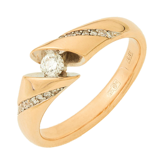 Кольцо из комбинированного золота 585 пробы c 17 бриллиантами, Л45065871 за 39000