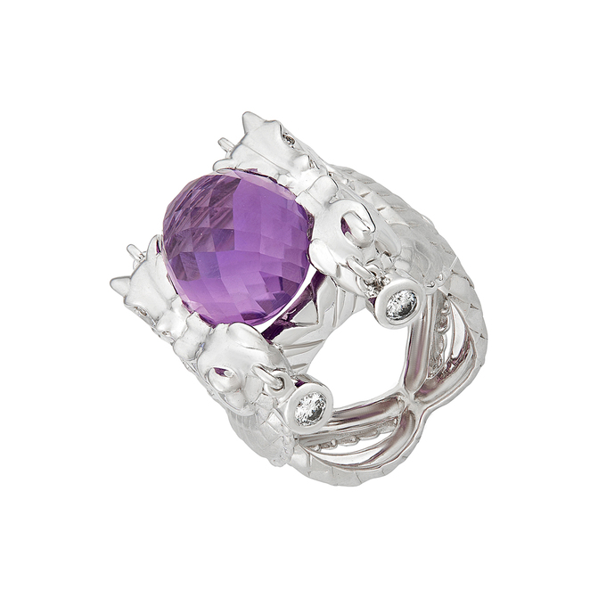 Кольцо из золота 750 пробы c аметистом и бриллиантами, Л 2812 0710 за 340000