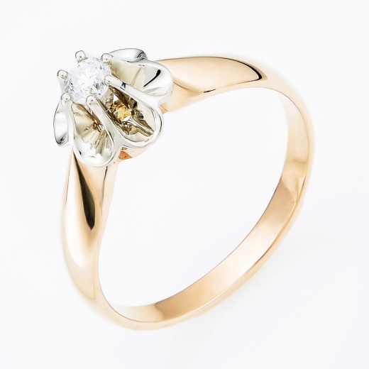 Кольцо из комбинированного золота 585 пробы c 1 бриллиантом Л11109484 фото 1