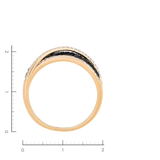 Кольцо из красного золота 585 пробы c 50 бриллиантами и 19 сапфирами, Л 6602 1079 за 38000