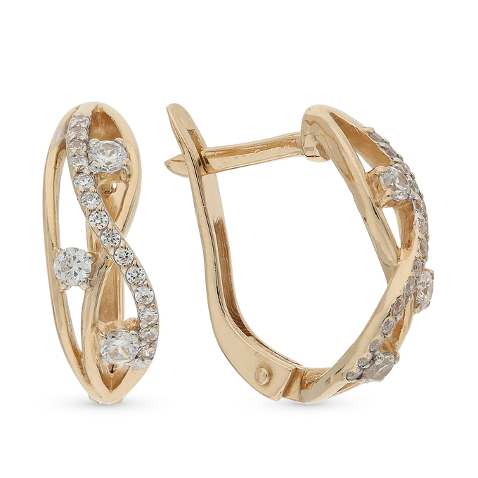 Серьги из золота 585 пробы c фианитами
