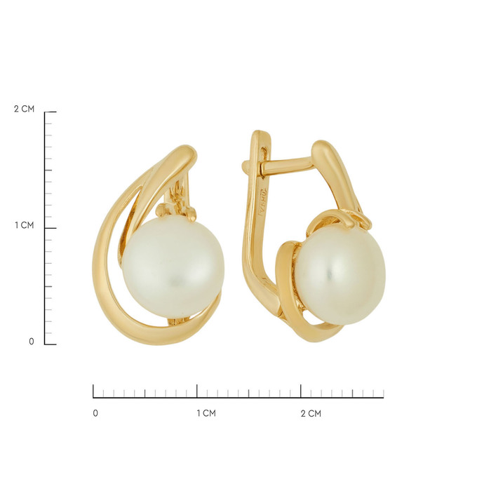 Серьги из золота 585 пробы c культивированным жемчугом, Л 0805 2166 за 43620