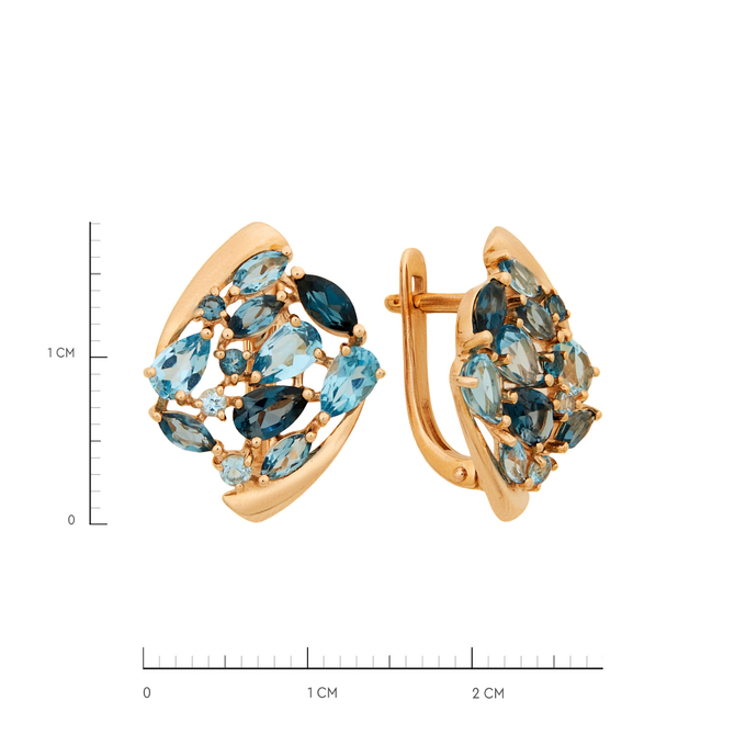 Серьги из золота 585 пробы c топазами Лондон и топазами, Ц О007 0775 за 41040
