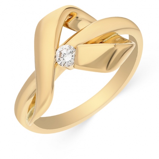 Кольцо из желтого золота 750 пробы c 1 бриллиантом 061918 фото 1