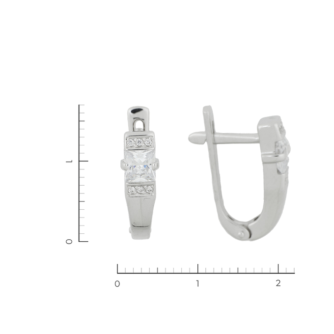 Серьги из белого золота 585 пробы c 14 фианитами, Л 2414 3985 за 16320